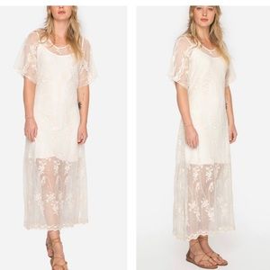 Johnny Was Cream Sheer Lace Dress